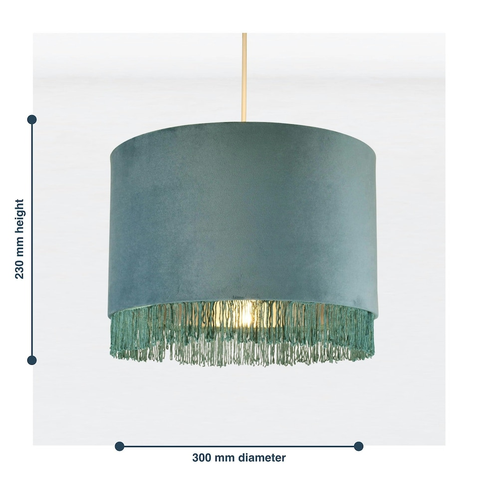 image 1 of First Choice Lighting Set of 2 Teal Velvet With Chrome Inner Tassled Light Shades Green | Chrome