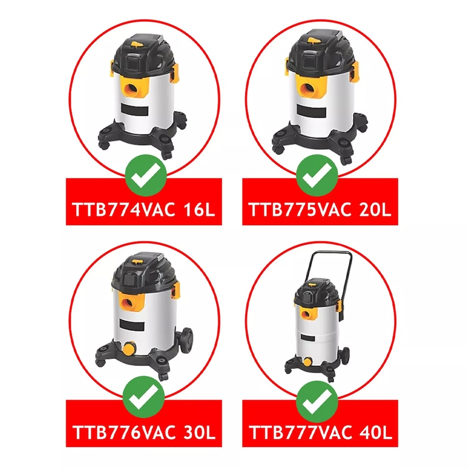 image 1 of Titan Filter TTB774VAC TTB775VAC TTB776VAC TTB777VAC 16L 20L 30L 40L Wet & Dry Vacuum Cleaner