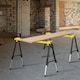 image 2 of DURHAND Set of 2 Folding Saw Horses Steel Frame w/ Anti-Slip Platform Handle DIY | Yellow | Yellow and Black