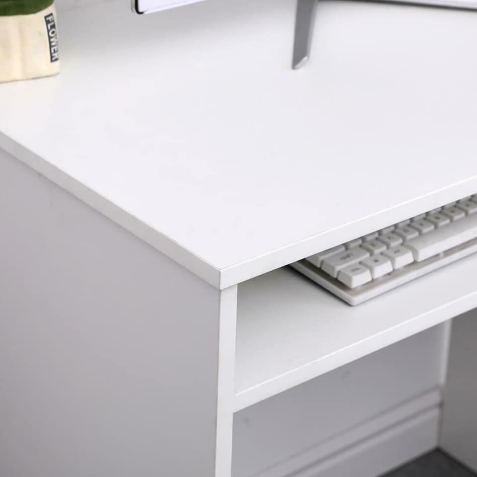 image 1 of Computer Desk PC Laptop Table Home Office Study Workstation | White