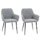 image 1 of HOMCOM Dining Chairs Set of 2, Upholstered Linen Fabric Kitchen Chairs with Metal Legs for Living Room Dining Room, Light Grey