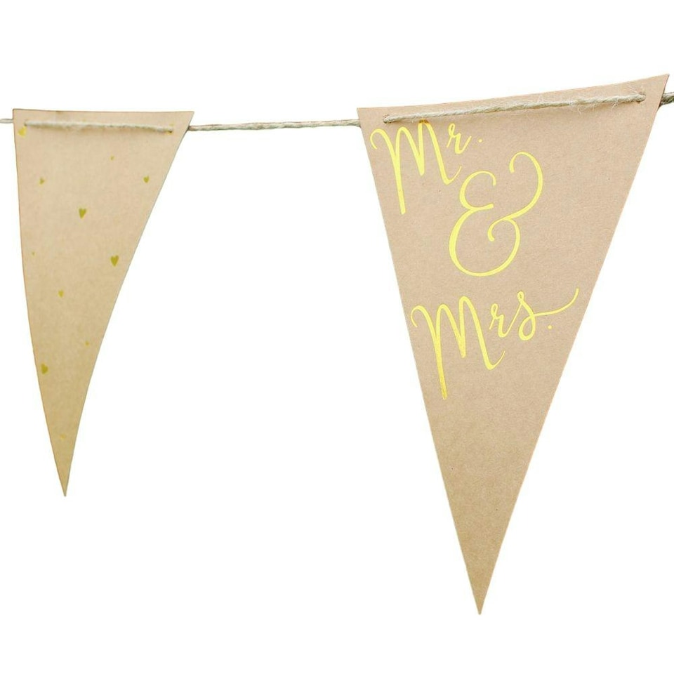 Apac Mr & Mrs Embossed Bunting - Gold - One Size