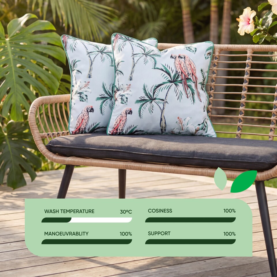 image 1 of Gardenwize Pink Parrot Scatter Cushions Outdoor (Pair