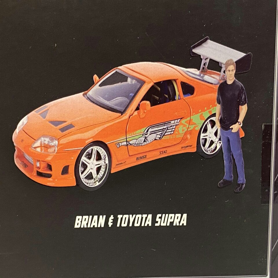 image 1 of Fast and Furious Brian's Toyota Supra with Figure 1:24 Scale Metal Kit Jada 30699