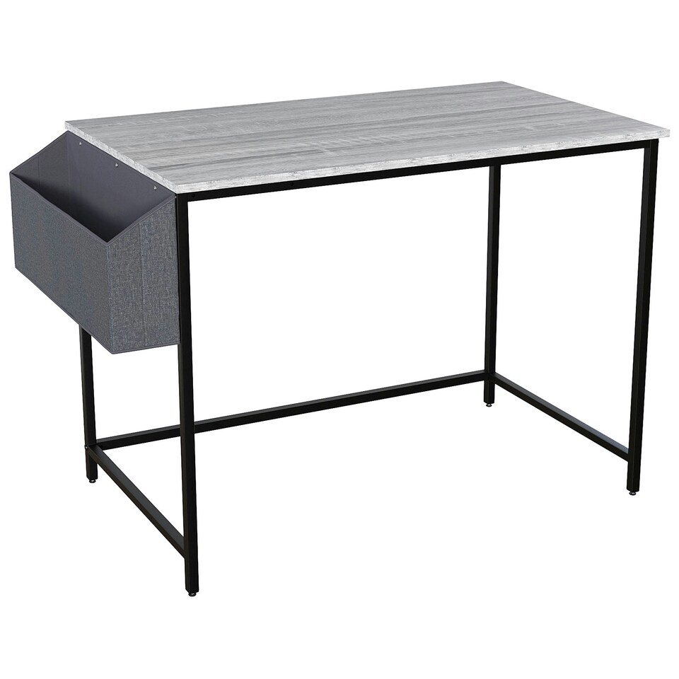 image 1 of Vida Designs Brooklyn Large Computer Desk With Storage Basket Home Office Workstation, Grey