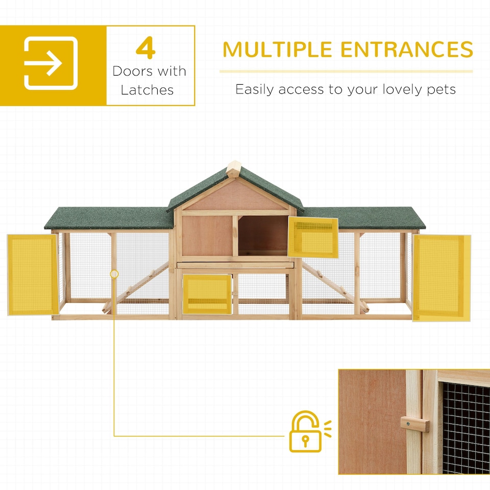 image 1 of PawHut Rabbit Hutch, Guinea Pig Hutch Outdoor Wooden 2 Storey Bunny House