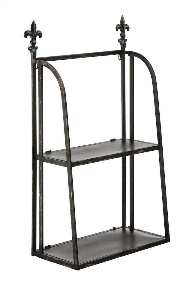 image 1 of 2 Tier Black Metal Wall Mountable Shelf Unit | Black