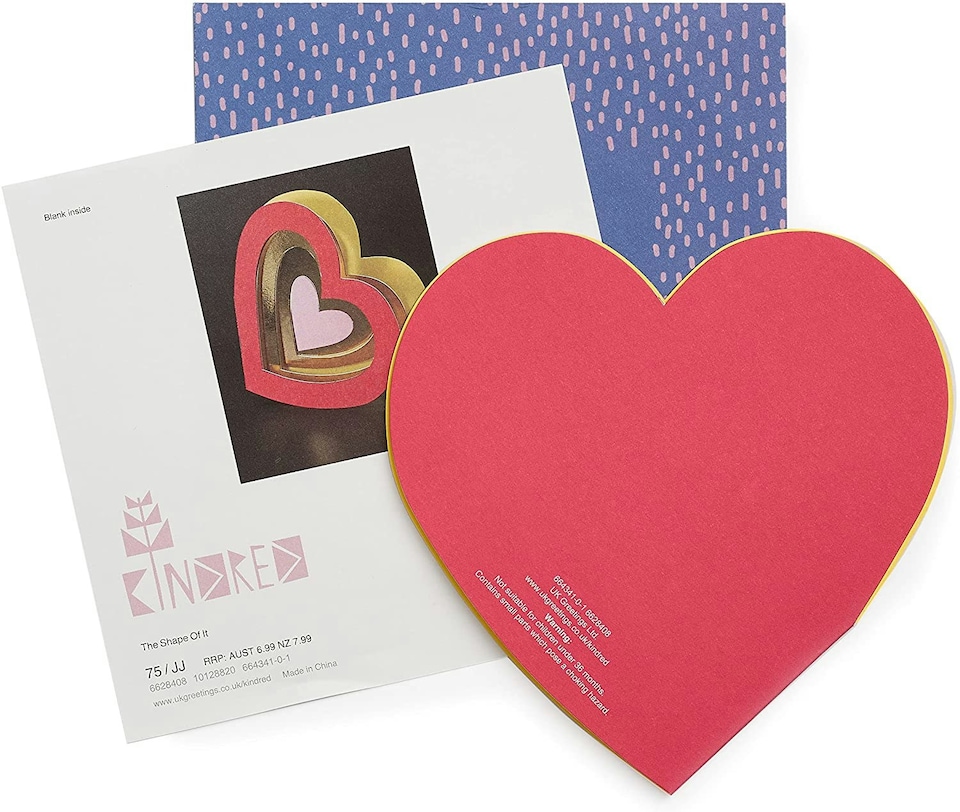 image 1 of Heart Shaped Sweet Pop Up 3D Blank Birthday or Anniversary Card