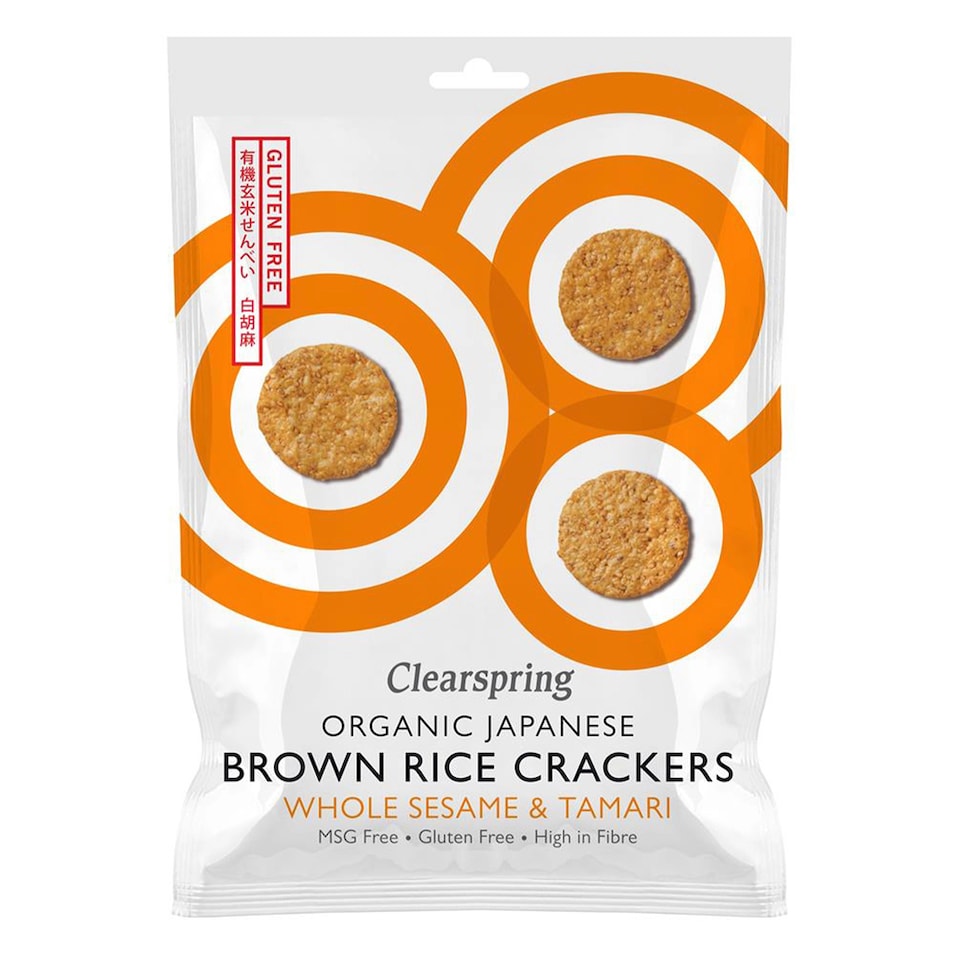 Organic Japanese Brown Rice Crackers Whole Sesame & Tamari 40g (Clearspring) | Multi