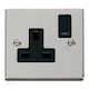 image 1 of SE HOME Polished Chrome 1 Gang 13A DP Switched Plug Socket Black | Polished Chrome