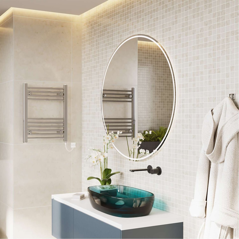 image 1 of Zennor - Chrome Electric Towel Rail H600mm x W500mm Straight 200w Standard