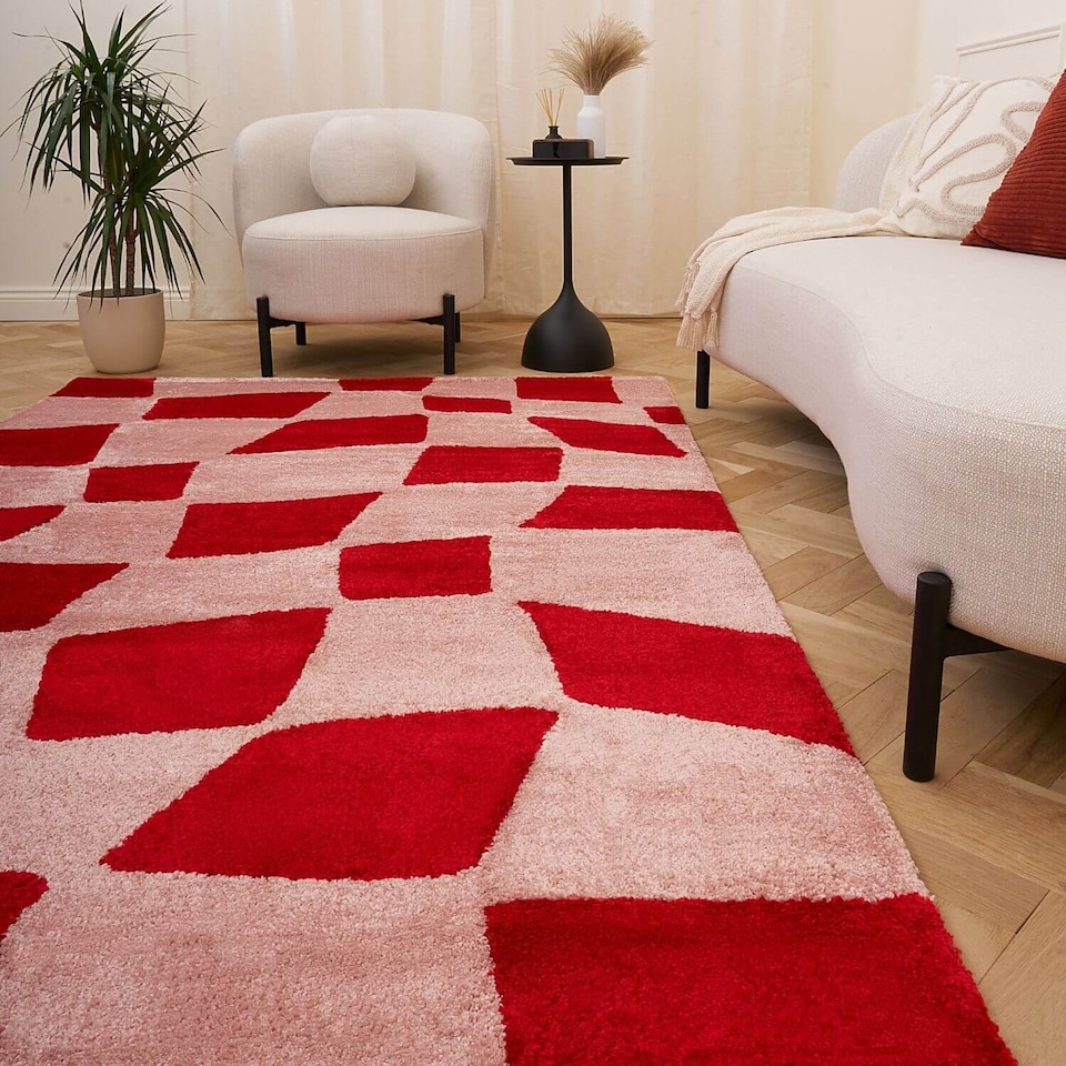 image 1 of The Rugs Joli Collection Chequered Soft and Dense Pile Living Room and Bedroom Floor Rug