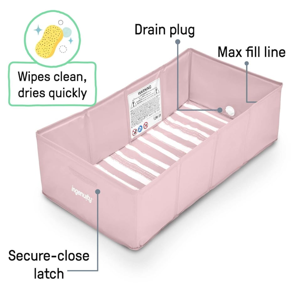 image 1 of Ingenuity Tuckaway Toddler Tub Pink Suitable From 12 Months to 5 Years