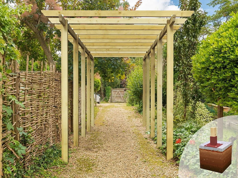 image 1 of eDecks Royal Walkway Garden Pergola w/ Steel Spikes 2.7m - 2.4x7.2m