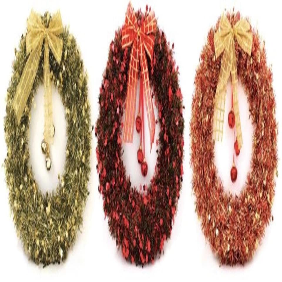 Christmas Large Tinsel Wreath with Bells