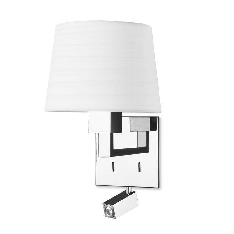 Bali LED 2 Light Indoor Wall Light Chrome with Reading Lamp, E27 (Shade Not Included) - Special Offer