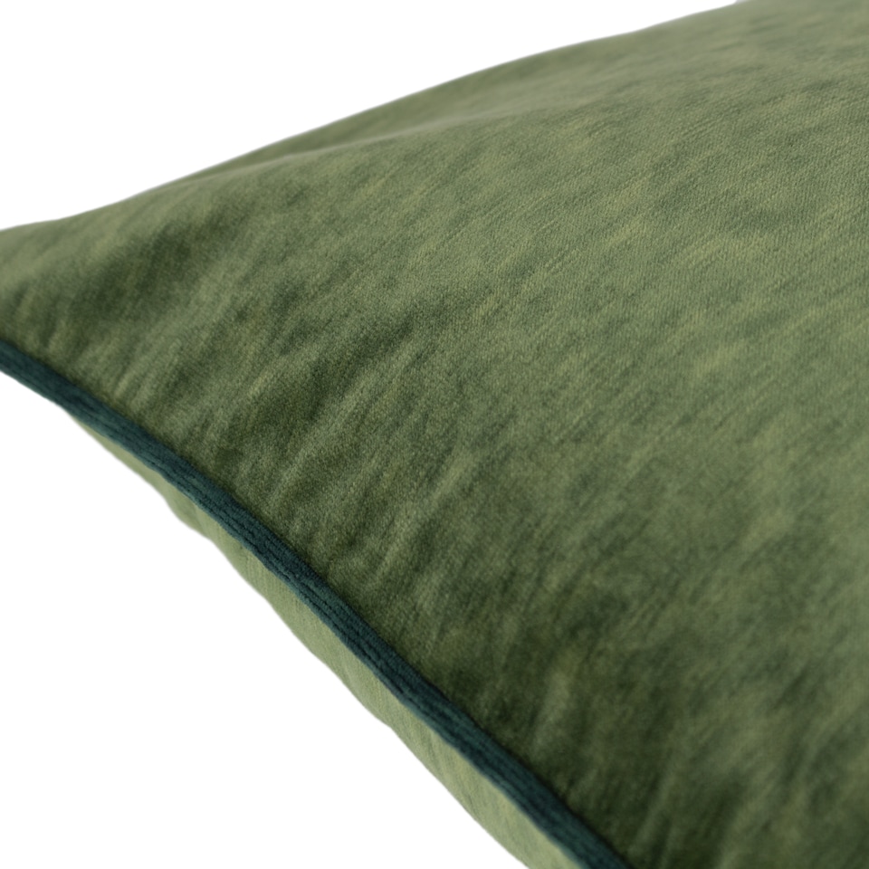 image 1 of Paoletti Torto Velvet Piped Cushion, Moss/Emerald, 50 x 50cm