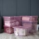 image 2 of Wham Crystal 5 x Multisize Stackable Plastic Storage Boxes with Lids Tint Dusky Orchid Pink