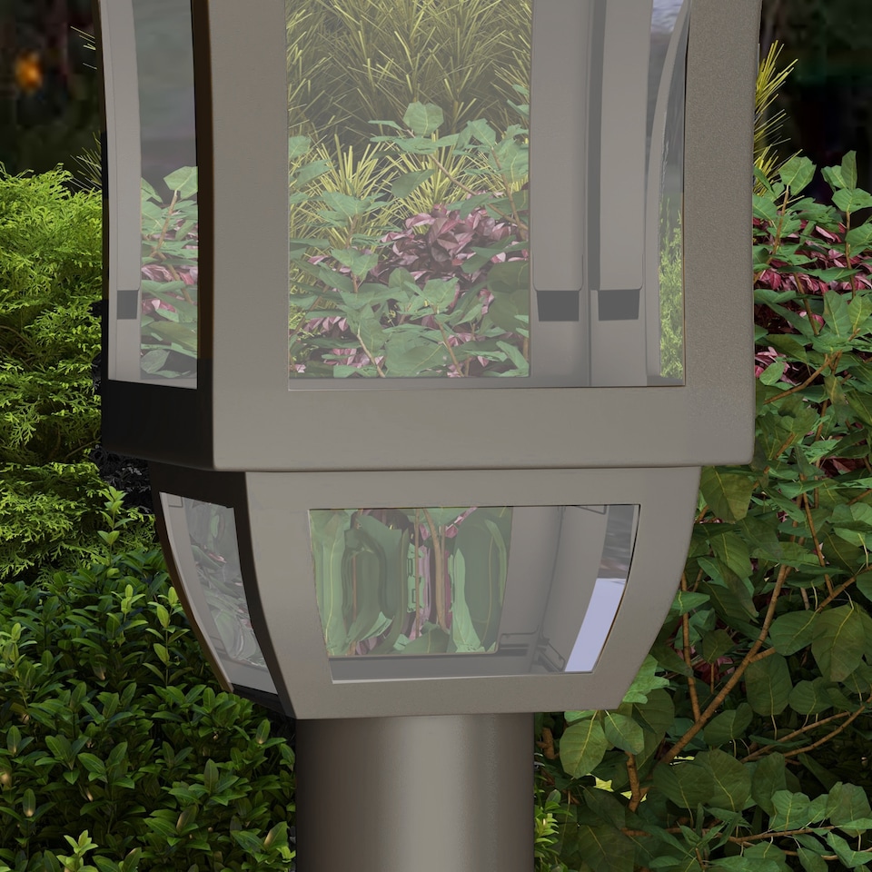 image 1 of Outsunny 1.3 m LED Garden Lamp Post Light, Waterproof IP44, Cool White | Black | Black