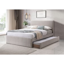 Fabric Double Bedframe in Cream