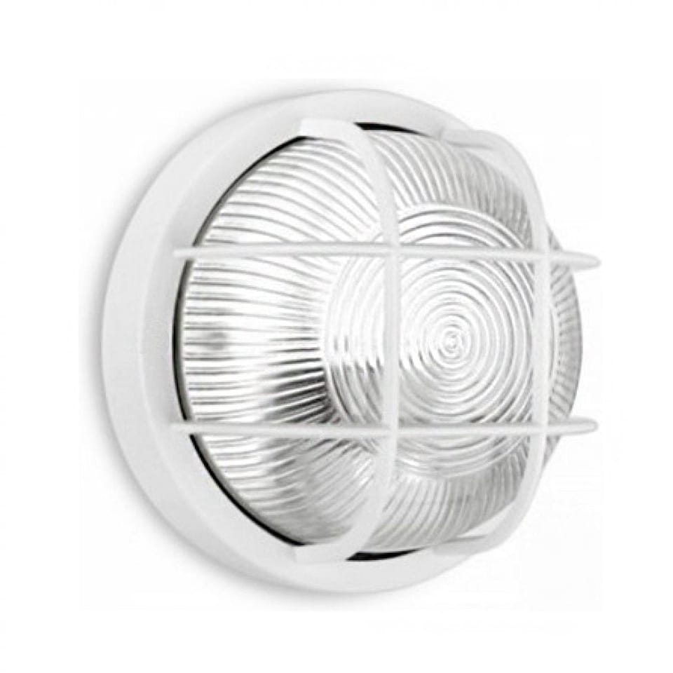image 1 of CGC Ronnie White Cage Round Bulkhead Light | White | White | Diameter: 19 cm, Depth: 10.3 cm