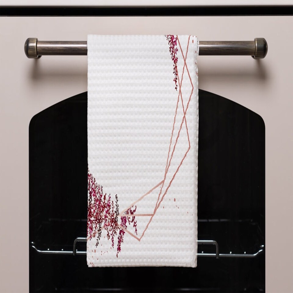 image 1 of Pink Flower And Geometric Shapes (Kitchen Towel)