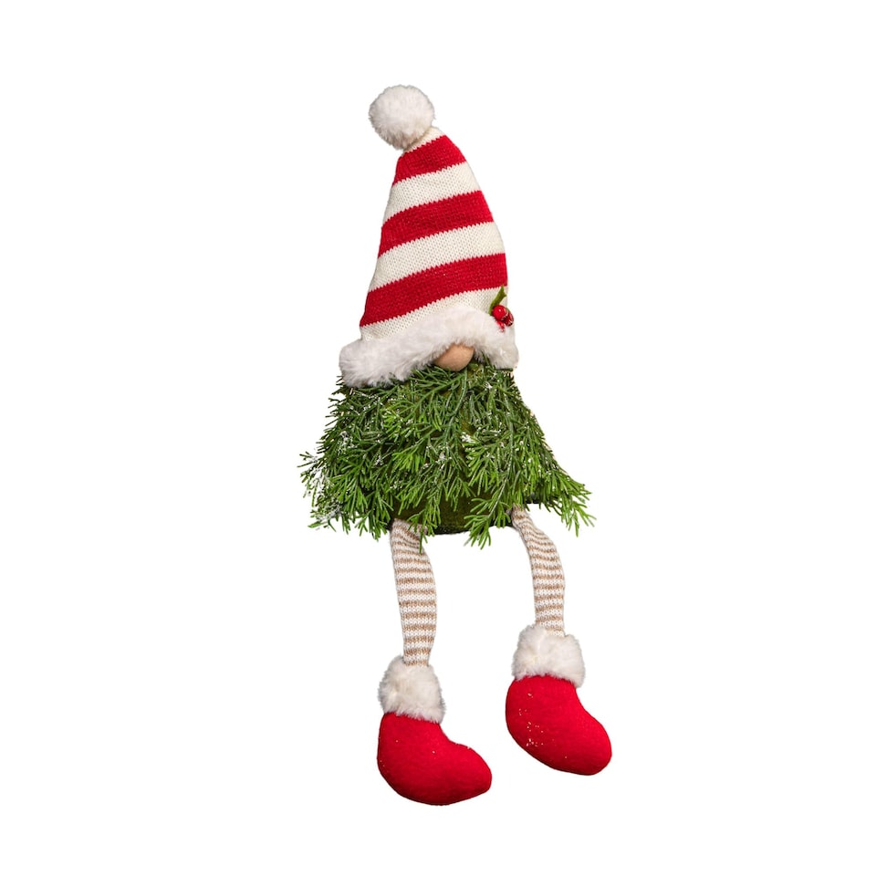 image 1 of 48cm Red and White Christmas Tree Sitting Gonk with Dangly Legs and Striped Hat