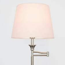 ValueLights Sinatra Brushed Silver Floor Lamp with Medium Pink Tapered Shade and LED Bulb