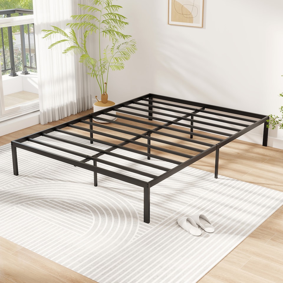 image 1 of COSTWAY Double Size Metal Bed Frame for Easy Assembly Black