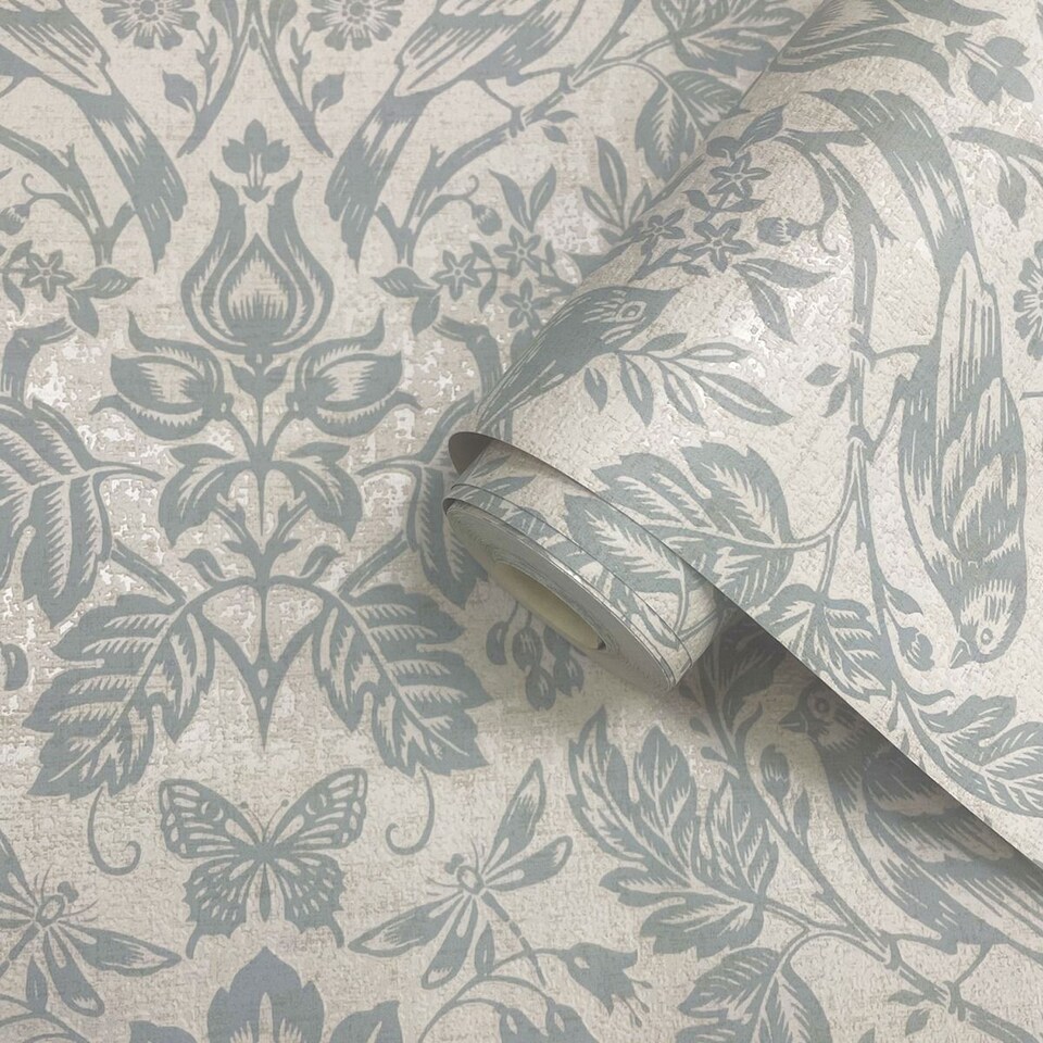 image 1 of Holden Decor Hawthorn Meadow Blown Vinyl Textured Wallpaper | Blue | Blue | 1