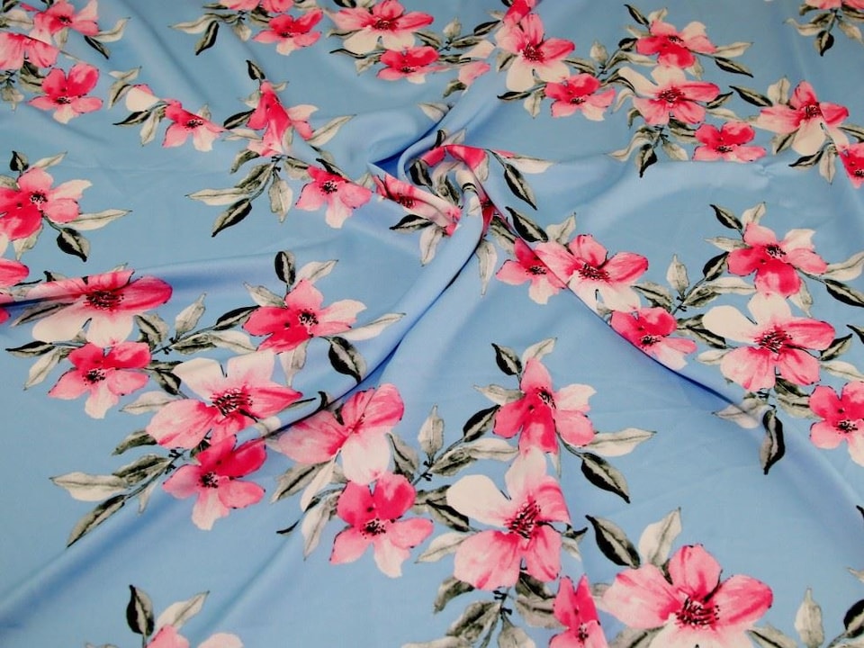 Blue Stretch Woven Polyester Crepe Fabric for Dressmaking, 150cm / 59" Wide - per metre
