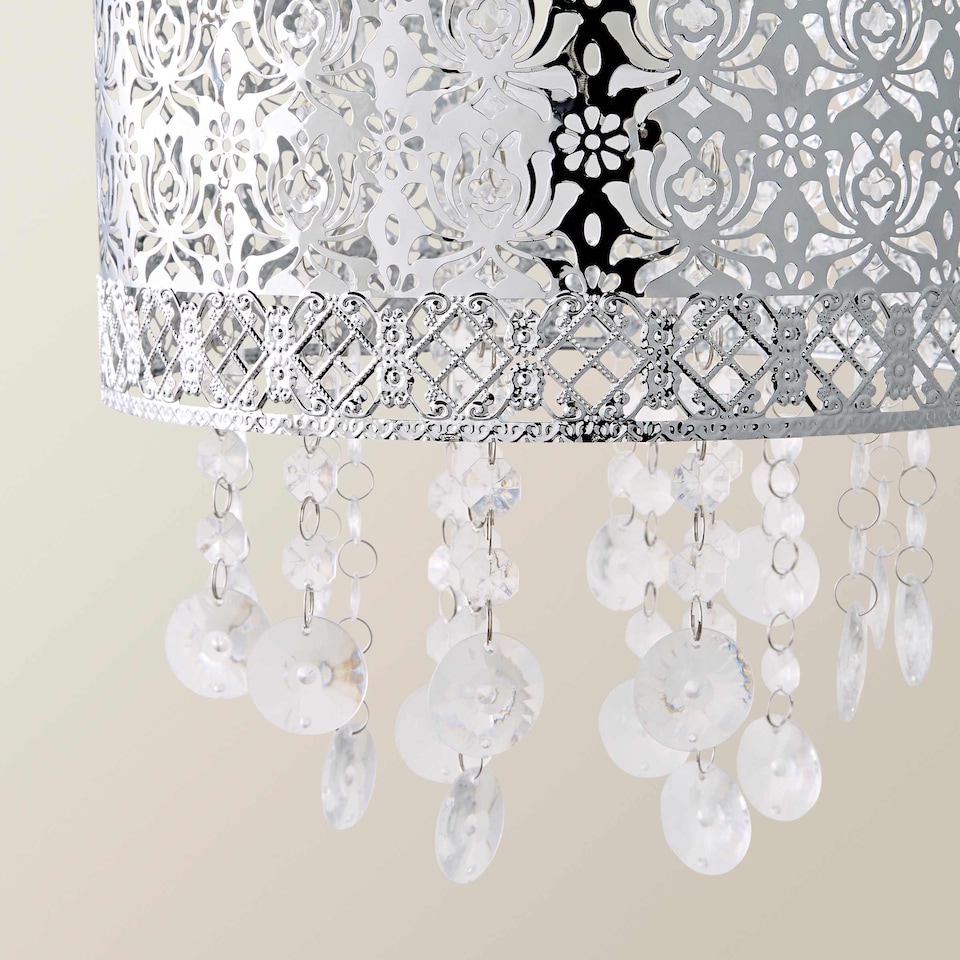 image 1 of ValueLights Enna Silver Moroccan Style Acrylic Droplet Ceiling Shade and Bulb