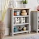 image 1 of Grey Oak Low Bookcase Display Unit 3 Bookshelves DVD Storage Two Tone