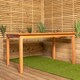 image 5 of Outdoor 6 Person Rectangular Wooden Garden Patio Dining Table Chairs with Green Parasol and Base Set