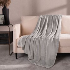 OHS Ultra Soft Flannel Fleece Throw Blanket | Grey | Slate - 200CMx240CM