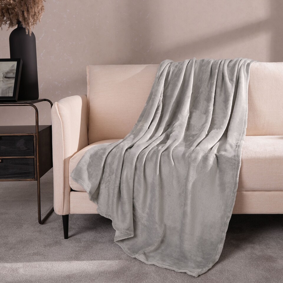 image 1 of OHS Ultra Soft Flannel Fleece Throw Blanket | Grey | Slate - 200CMx240CM