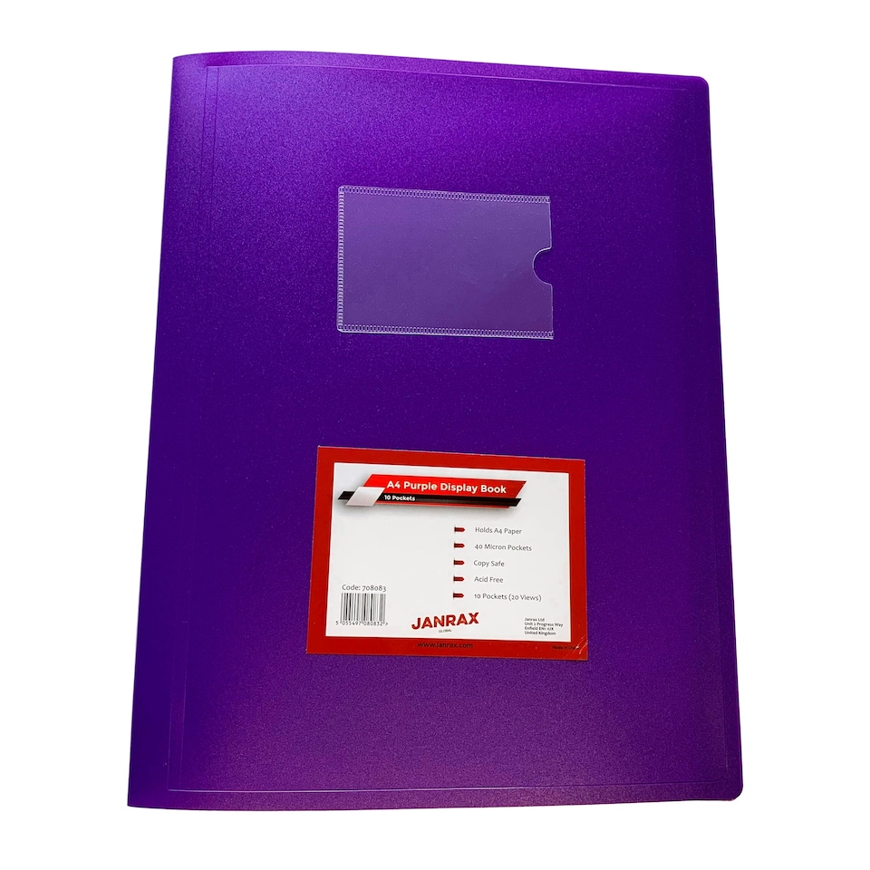 image 1 of A4 Purple Flexible Cover 10 Pocket Display Book