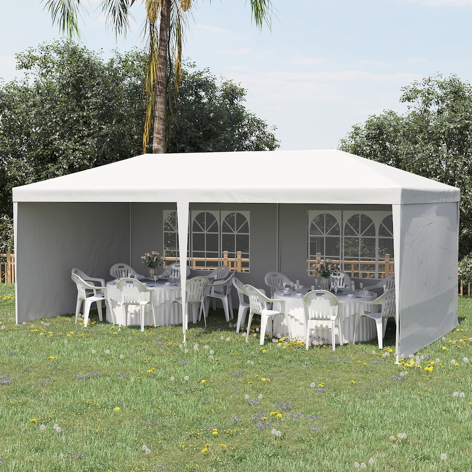 image 1 of Outsunny 6m x 3m Garden Gazebo Marquee Canopy Party Tent Canopy Patio White