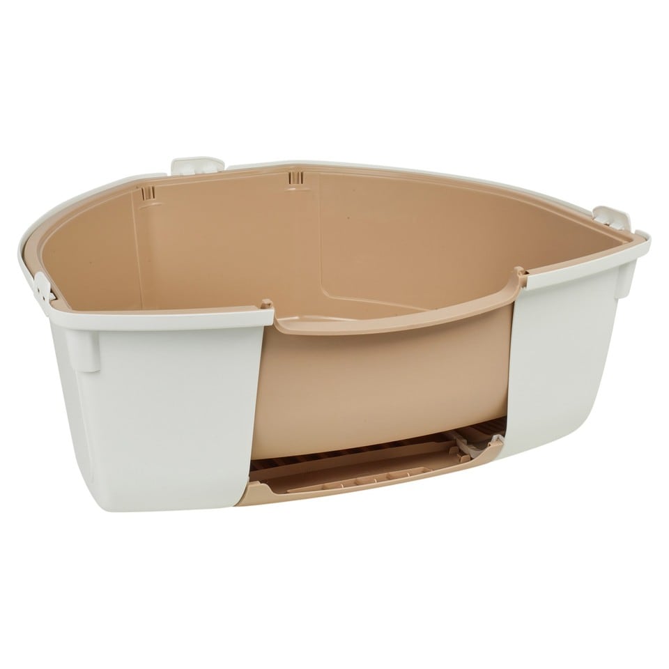 image 1 of Large Cat Corner Litter Tray Hooded Deep Cover Toilet Flap Box with Filter & Scoop | Multi | Mocca | 1