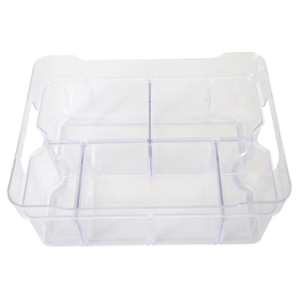 image 1 of 1 x Small (25.5cm x 18.5cm x 9cm) Adjustable Plastic Modular Storage Compartment Organiser Great For Crafts, Makeup & Food | Clear