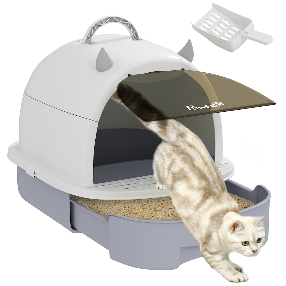 image 1 of PawHut Cat Litter Tray w/ Lid, Enclosed Cat Litter Box w/ Pull-Out Drawer