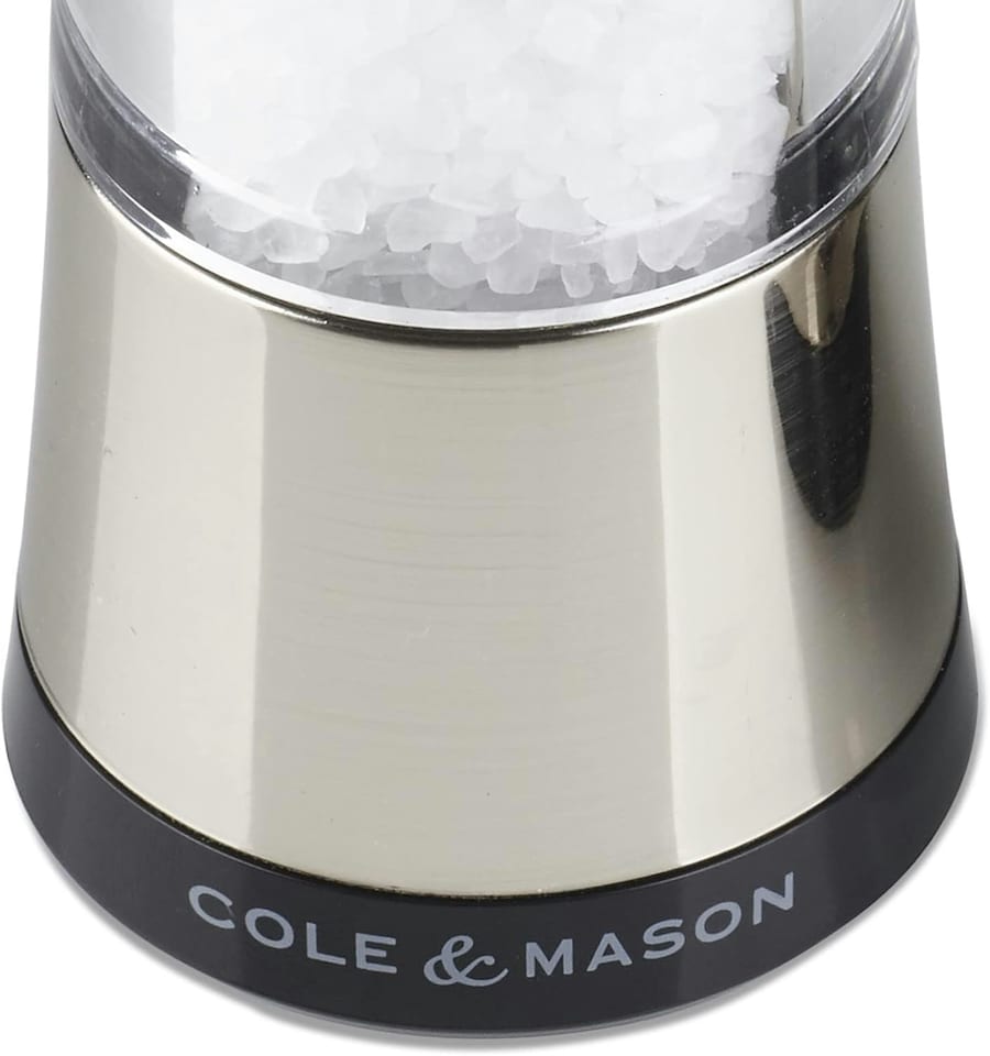 image 1 of Cole & Mason Horsham Chrome Salt Mill, Adjustable Ceramic Precision+ Inverta Grind Mechanism, Chrome/Acrylic, 154 mm, Includes 1 x Salt Grinder