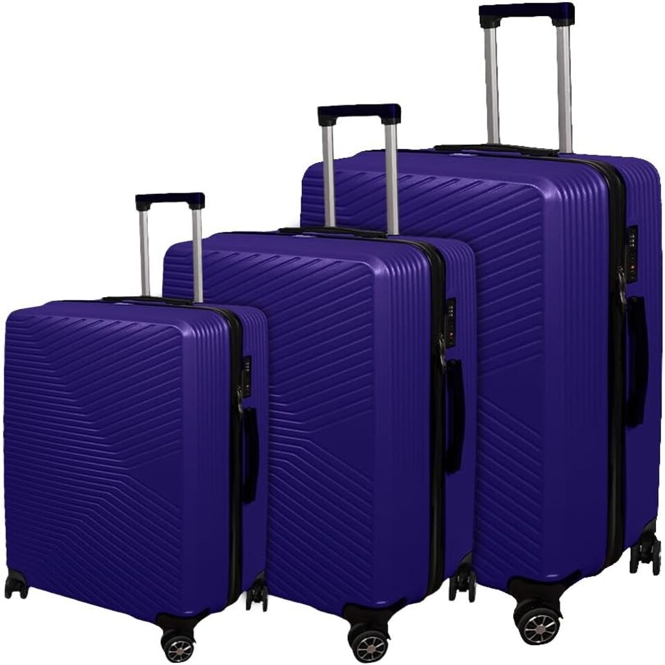 image 1 of Lightweight Navy Hard Shell ABS Suitcase Set Luggage Travel Trolley Set of 3 Cabin Cases