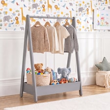 Junior Vida Kids Bedroom Furniture Space Saving Foldable Clothing Rack - Grey