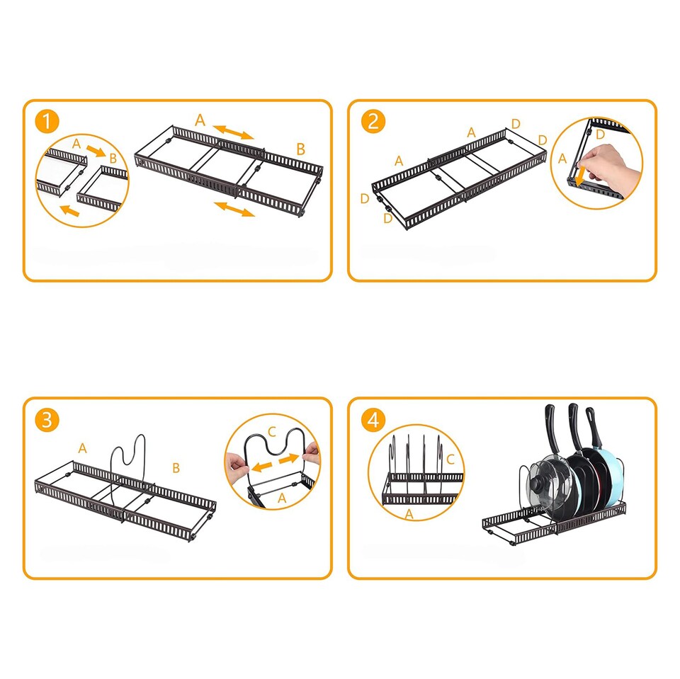 image 1 of Buckingham Expandable Pot, Pan & Lid Organising Rack 8 Dividers - Black | Black
