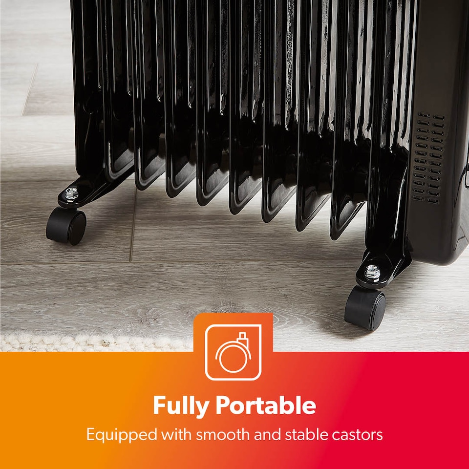 image 1 of GEEPAS Digital Oil Filled Radiator Heater 2500W, 11 Fin, Black