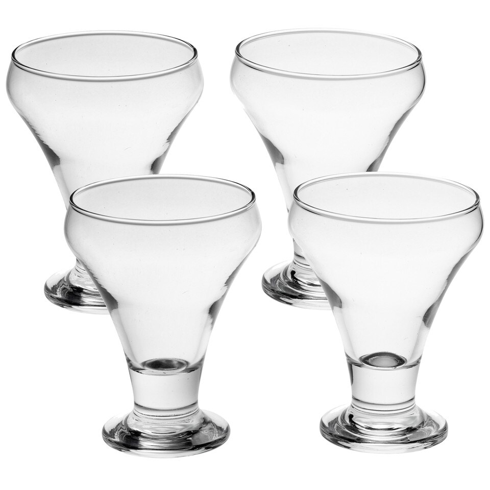 image 1 of Clear Glass Footed Dessert Bowl Ice Cream Sundae Fruit Cocktail Salad Cups 305ml | Clear | 4 Glasses