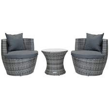 Charles Bentley 3 Piece Rattan Stacking Outdoor Patio Furniture Set - Grey