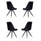 image 10 of Set of 4 Sofia Ergonomic Modern Dining Chairs Upholstered in Velvet, Metal Legs with Gold End Tips | Blue