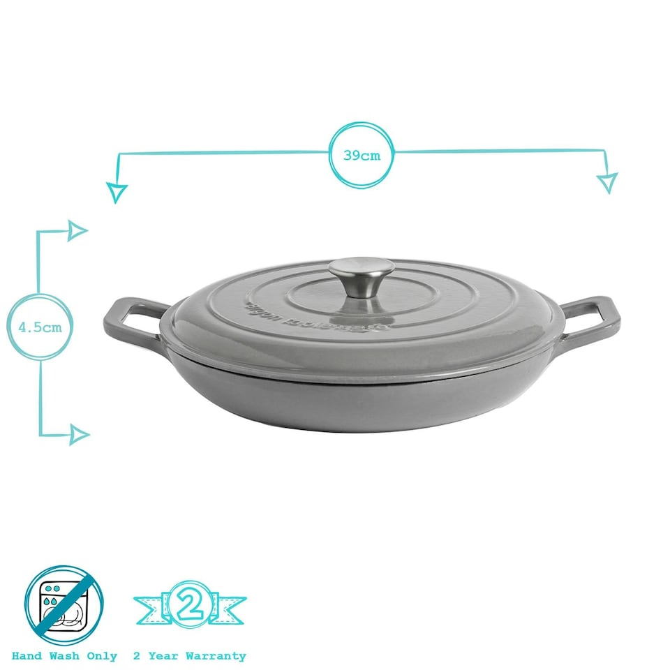 image 1 of Argon Tableware 2 Piece Cast Iron Casserole Dish Set - Hob to Oven - 2 Sizes - Slate Grey Grey